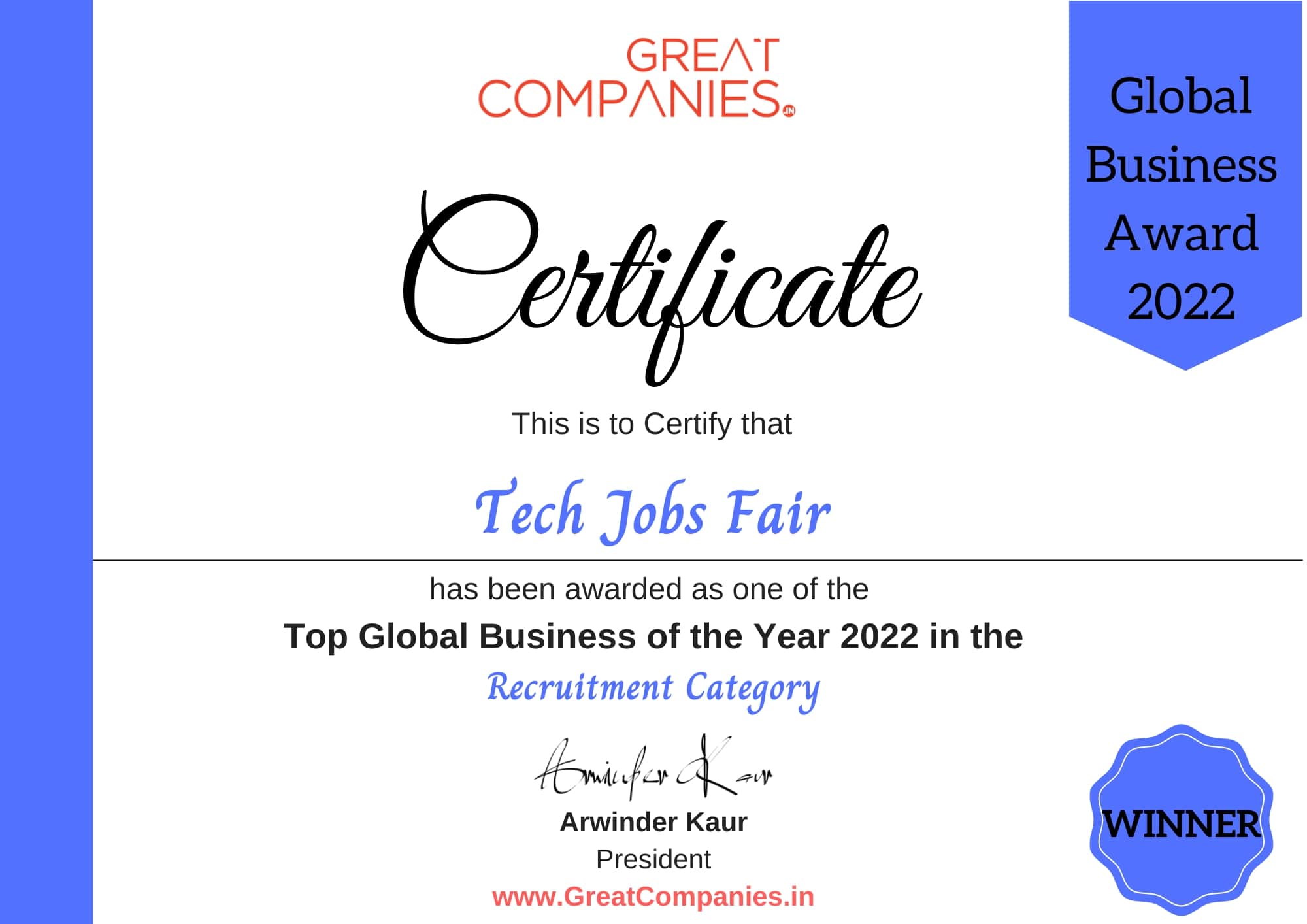 Great Companies Global Business Award